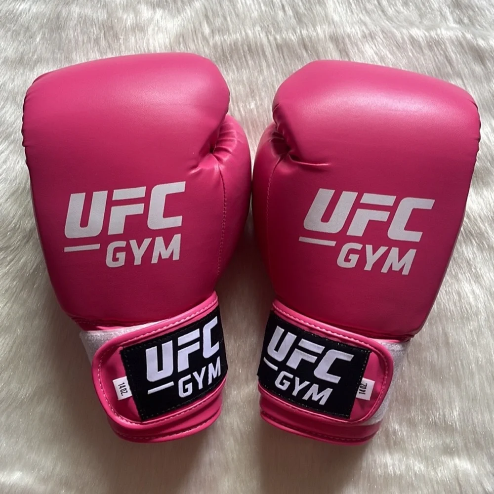 UFC Gym Premium Pink Women’s Training Sparring Gloves Hand Wraps & Red Bag Set